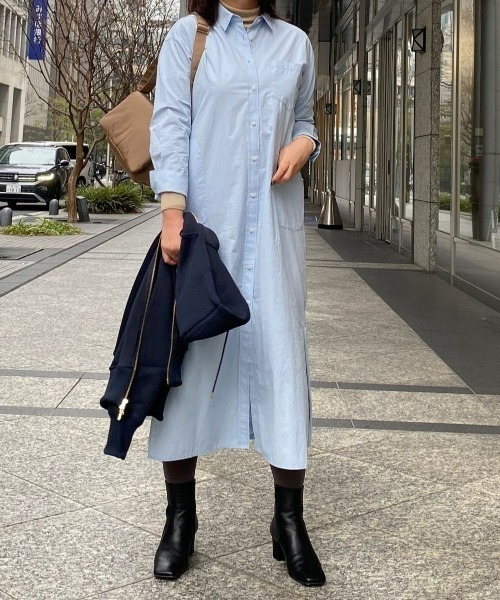 RIVE DROITE（リヴドロワ）の「タイプライターオーバーシャツワンピース（シャツワンピース・レディース・オフホワイト/サックスブルー/グリーン・FREE）」の8枚目の写真