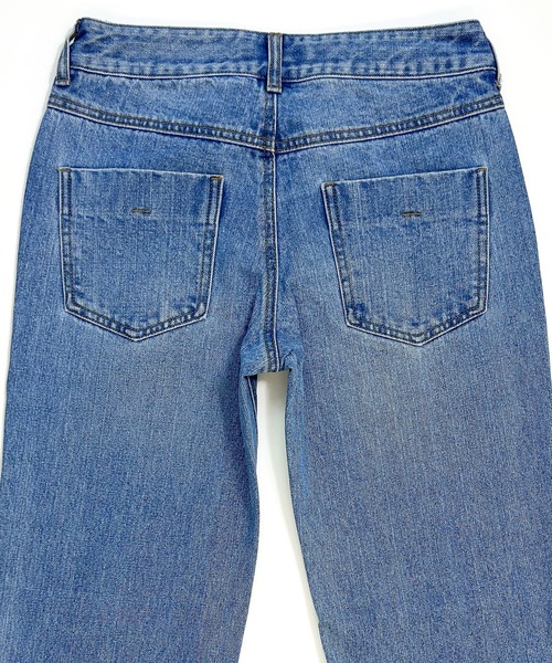 SHORE （ショア）の「SHORE フレイドヘムバギーパンツ（デニムパンツ・レディース・インディゴブルー/サックスブルー/ライトインディゴブルー・MEDIUM/LARGE/SMALL）」の9枚目の写真