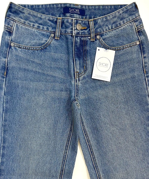 SHORE （ショア）の「SHORE フレイドヘムバギーパンツ（デニムパンツ・レディース・インディゴブルー/サックスブルー/ライトインディゴブルー・MEDIUM/LARGE/SMALL）」の6枚目の写真