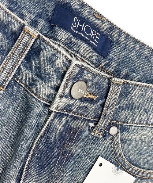 SHORE （ショア）の「SHORE フレイドヘムバギーパンツ（デニムパンツ・レディース・インディゴブルー/サックスブルー/ライトインディゴブルー・MEDIUM/LARGE/SMALL）」の5枚目の写真