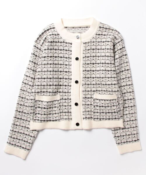 Q（キュー）の「ツイードカーディガン（カーディガン/ボレロ・レディース・ブラック/アイボリー・MEDIUM）」の5枚目の写真