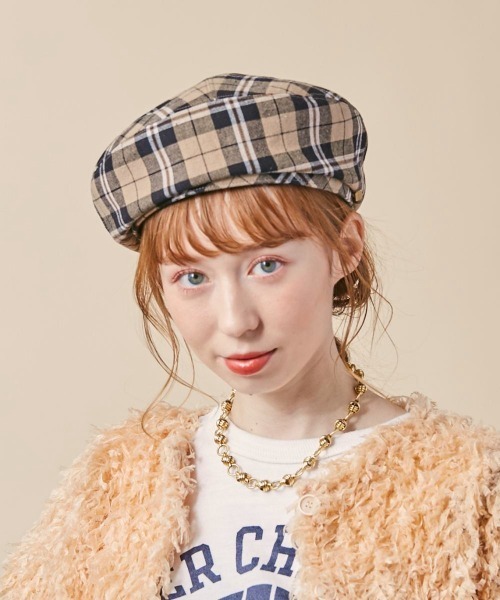 kaorinomori（カオリノモリ）の「kaorinomori アローベレー（ハンチング/ベレー帽・レディース・ネイビー/ベージュ・57cm）」の4枚目の写真