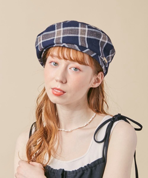 kaorinomori（カオリノモリ）の「kaorinomori アローベレー（ハンチング/ベレー帽・レディース・ネイビー/ベージュ・57cm）」の12枚目の写真