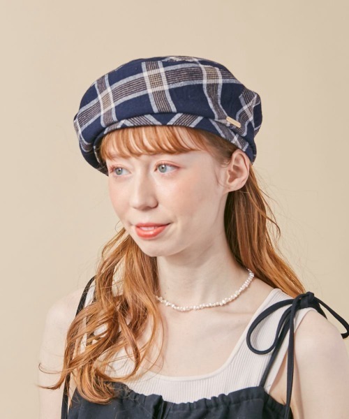 kaorinomori（カオリノモリ）の「kaorinomori アローベレー（ハンチング/ベレー帽・レディース・ネイビー/ベージュ・57cm）」の13枚目の写真