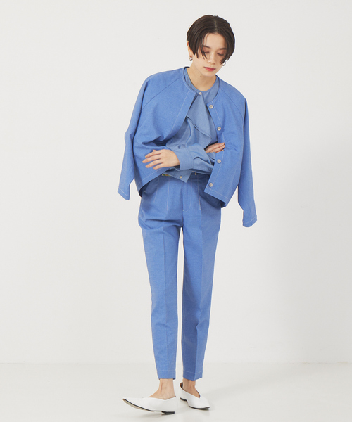 qualite（カリテ）の「《セットアップ対応》デニムライクフォルムシャツ（シャツ/ブラウス・レディース・ブルー・36/38）」の3枚目の写真