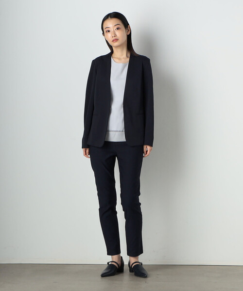 COMME CA ISM(コムサイズム)の「【マシンウォッシャブル】鹿の子 ノーカラー ジャケット(ノーカラージャケット・レディース・グレー/ホワイト/ネイビー・X-SMALL/SMALL/MEDIUM/LARGE/X-LARGE)」の11枚目の写真