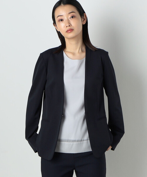 COMME CA ISM(コムサイズム)の「【マシンウォッシャブル】鹿の子 ノーカラー ジャケット(ノーカラージャケット・レディース・グレー/ホワイト/ネイビー・X-SMALL/SMALL/MEDIUM/LARGE/X-LARGE)」の16枚目の写真