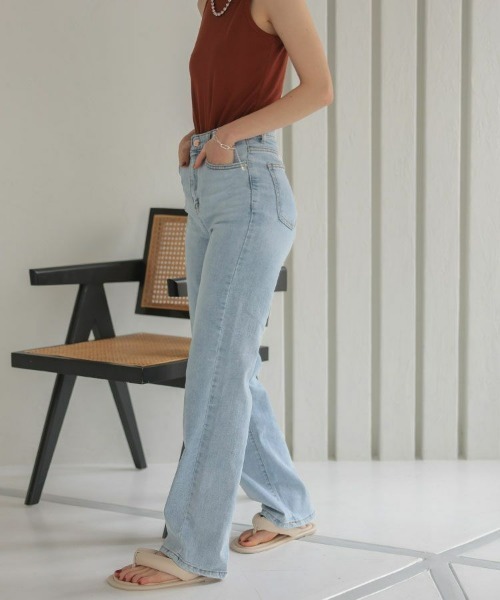 DONOBAN（ドノバン）の「美脚ストレートデニム（デニムパンツ・レディース・ブルー/ライトブルー・S/M）」の6枚目の写真