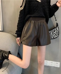 【emaan】合成皮革ショートパンツ