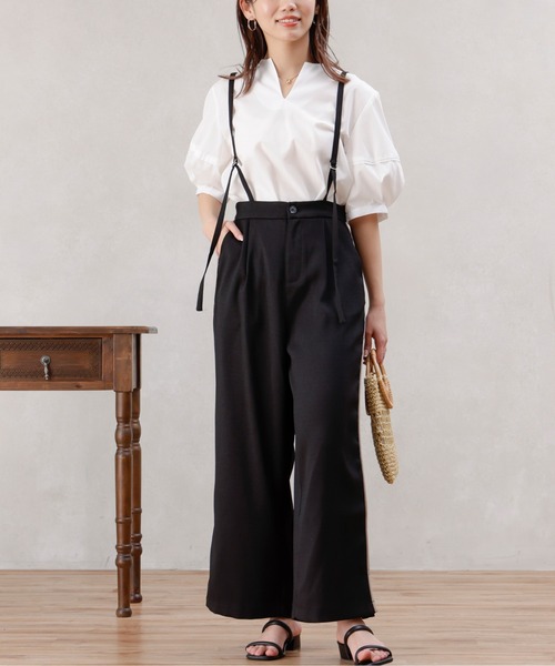 Chez toi(シェトワ)の「ブッチャーサス付ワイドパンツ(その他パンツ・レディース・グレイッシュベージュ/ブラック/イエロー・FREE)」の7枚目の写真