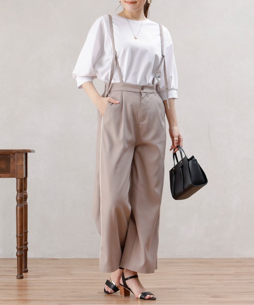 Chez toi(シェトワ)の「ブッチャーサス付ワイドパンツ(その他パンツ・レディース・グレイッシュベージュ/ブラック/イエロー・FREE)」の10枚目の写真