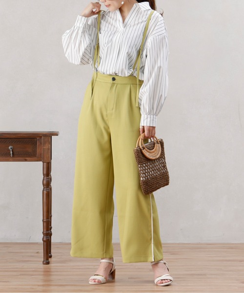 Chez toi(シェトワ)の「ブッチャーサス付ワイドパンツ(その他パンツ・レディース・グレイッシュベージュ/ブラック/イエロー・FREE)」の18枚目の写真