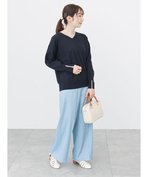 Te chichi TERRASSE（テチチテラス）の「デニムライクマリンパンツ（デニムパンツ・レディース・サックスブルー/ネイビー・ﾌﾘ-）」の21枚目の写真