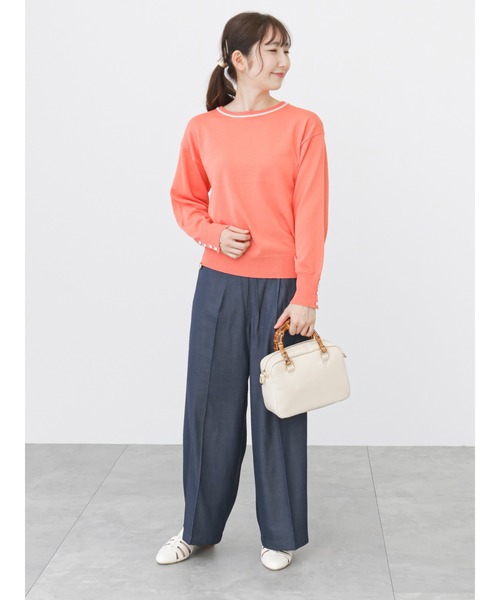 Te chichi TERRASSE（テチチテラス）の「デニムライクマリンパンツ（デニムパンツ・レディース・サックスブルー/ネイビー・ﾌﾘ-）」の9枚目の写真