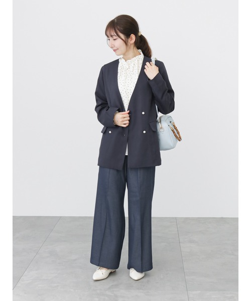 Te chichi TERRASSE（テチチテラス）の「デニムライクマリンパンツ（デニムパンツ・レディース・サックスブルー/ネイビー・ﾌﾘ-）」の7枚目の写真