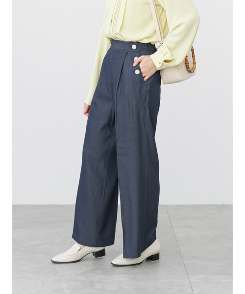 Te chichi TERRASSE（テチチテラス）の「デニムライクマリンパンツ（デニムパンツ・レディース・サックスブルー/ネイビー・ﾌﾘ-）」の4枚目の写真