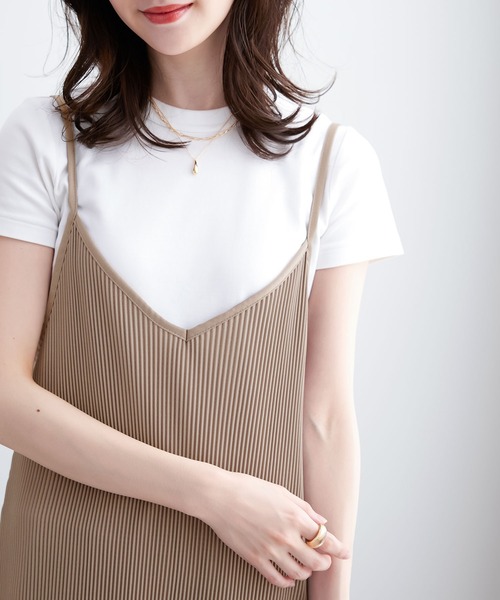 CHAN ME(チャンミ)の「プリーツキャミワンピース(ワンピース・レディース・ブラック/モカ・LARGE/MEDIUM)」の7枚目の写真