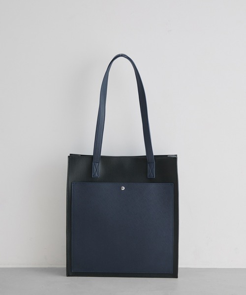 JUNRED（ジュンレッド）の「シンセティックレザーコンビトートバッグ（トートバッグ・メンズ・シルバー/ブラック/ネイビー・FREE）」の3枚目の写真