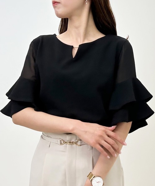 INGNI(イング)の「袖シアーフレアピン付トップス(Tシャツ/カットソー・レディース・グレー系その他/ライトブルー/ブラック/オフホワイト・M)」の19枚目の写真