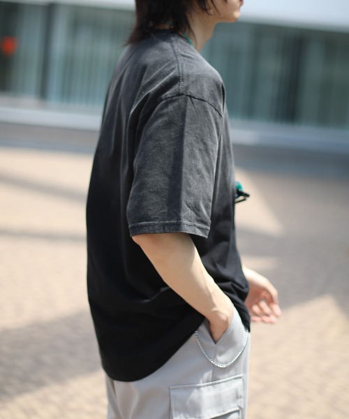 HOOK(フック)の「HOOK -original- 個性派グラデーション暈し染め刺繍ビッグTEE (SS)(Tシャツ/カットソー・メンズ・ブルー/ブラック・M/L/XL)」の18枚目の写真