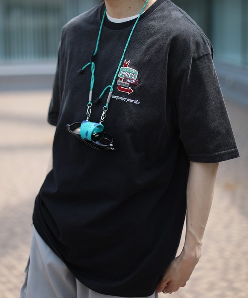 HOOK(フック)の「HOOK -original- 個性派グラデーション暈し染め刺繍ビッグTEE (SS)(Tシャツ/カットソー・メンズ・ブルー/ブラック・M/L/XL)」の16枚目の写真