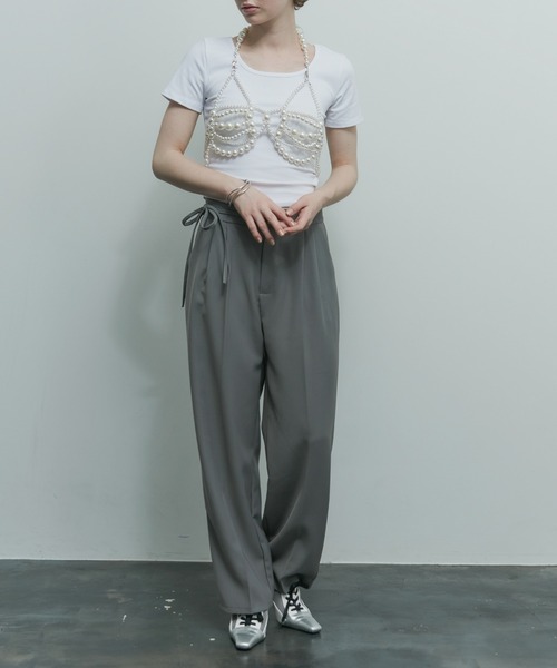 hinari ハイウエストリボンパンツ S 新品未使用 hinari（ヒナリ）の「ハイウエストリボンパンツ（その他パンツ