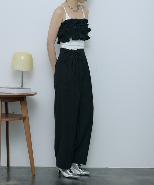 hinari ハイウエストリボンパンツ S 新品未使用 hinari（ヒナリ）の「ハイウエストリボンパンツ（その他パンツ