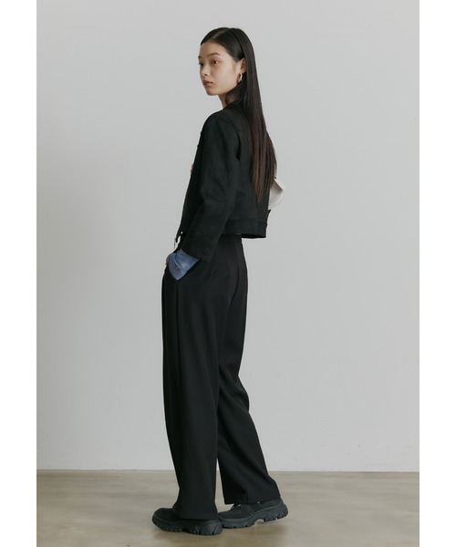 【新品未使用】ETHOSENS ラッセル編みピンタックスラックス 2 benine 9 / ウールツイル2タックスラックス