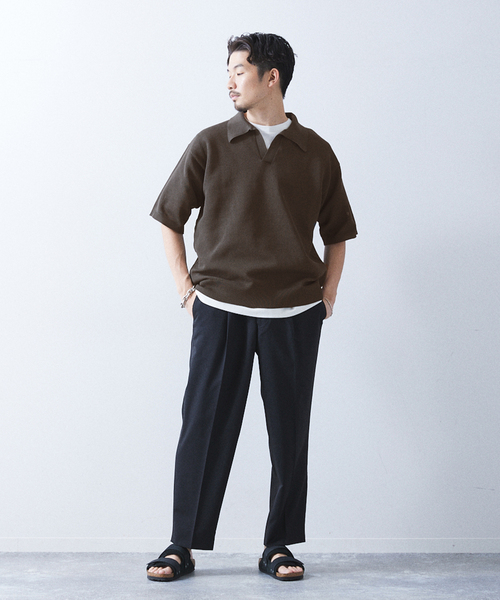 417 EDIFICE（フォーワンセブンエディフィス）の「PEスキッパーニット（ニット/セーター・メンズ・ブラック系その他/ベージュ系その他/ライトグリーン/ブルー・MEDIUM/LARGE/SMALL）」の6枚目の写真