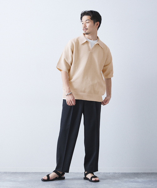 417 EDIFICE（フォーワンセブンエディフィス）の「PEスキッパーニット（ニット/セーター・メンズ・ブラック系その他/ベージュ系その他/ライトグリーン/ブルー・MEDIUM/LARGE/SMALL）」の9枚目の写真