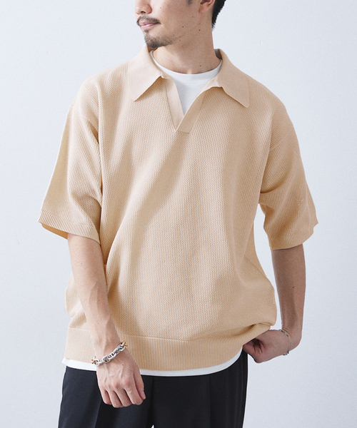 417 EDIFICE（フォーワンセブンエディフィス）の「PEスキッパーニット（ニット/セーター・メンズ・ブラック系その他/ベージュ系その他/ライトグリーン/ブルー・MEDIUM/LARGE/SMALL）」の11枚目の写真