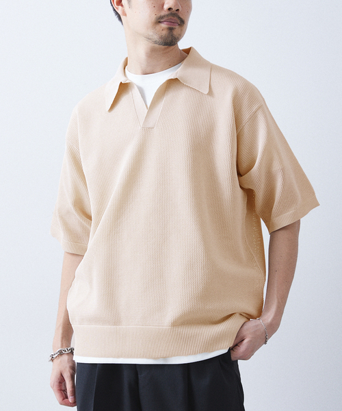 417 EDIFICE（フォーワンセブンエディフィス）の「PEスキッパーニット（ニット/セーター・メンズ・ブラック系その他/ベージュ系その他/ライトグリーン/ブルー・MEDIUM/LARGE/SMALL）」の12枚目の写真