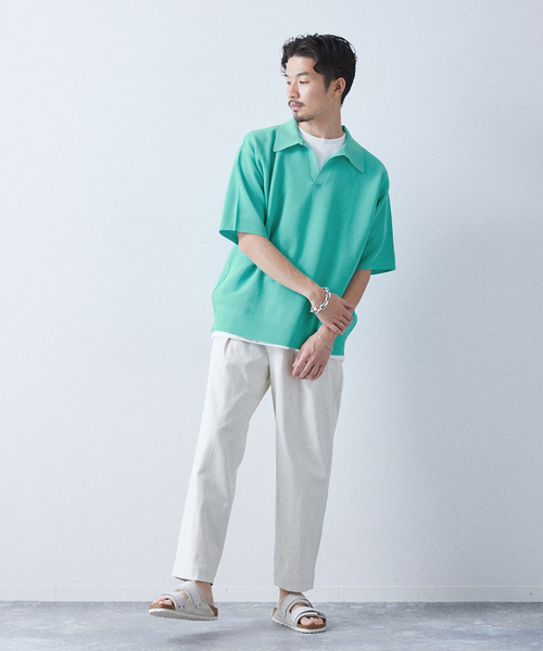 417 EDIFICE（フォーワンセブンエディフィス）の「PEスキッパーニット（ニット/セーター・メンズ・ブラック系その他/ベージュ系その他/ライトグリーン/ブルー・MEDIUM/LARGE/SMALL）」の13枚目の写真