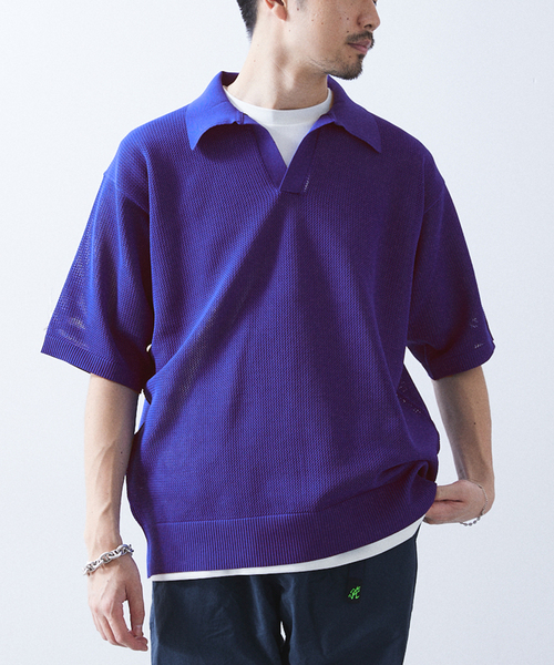 417 EDIFICE（フォーワンセブンエディフィス）の「PEスキッパーニット（ニット/セーター・メンズ・ブラック系その他/ベージュ系その他/ライトグリーン/ブルー・MEDIUM/LARGE/SMALL）」の19枚目の写真