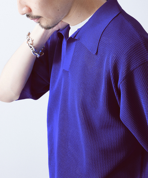 417 EDIFICE（フォーワンセブンエディフィス）の「PEスキッパーニット（ニット/セーター・メンズ・ブラック系その他/ベージュ系その他/ライトグリーン/ブルー・MEDIUM/LARGE/SMALL）」の20枚目の写真