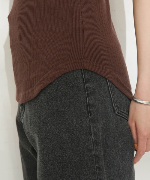 CASA FLINE（カーサフライン）の「casa fline/ランダムリブアシンメトリートップス（タンクトップ・レディース・ホワイト/ブラウン・FREE）」の14枚目の写真