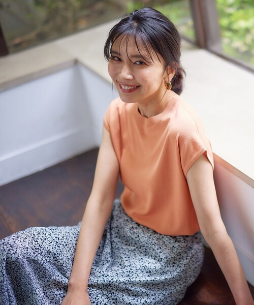 【UVケア/接触冷感/アンチピリング】クールタッチフレンチスリーブニット