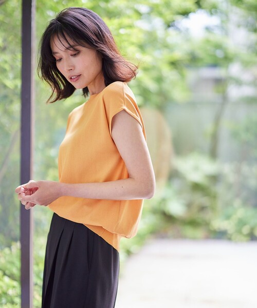 【UVケア/接触冷感/アンチピリング】クールタッチフレンチスリーブニット