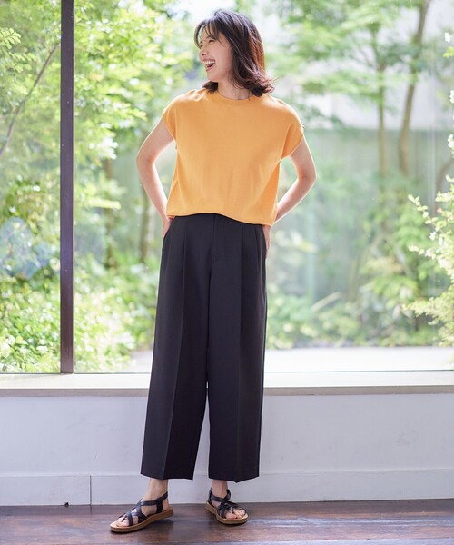 【UVケア/接触冷感/アンチピリング】クールタッチフレンチスリーブニット