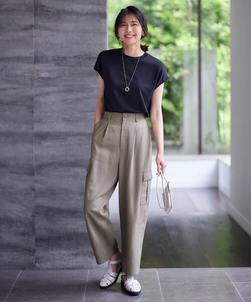 【UVケア/接触冷感/アンチピリング】クールタッチフレンチスリーブニット