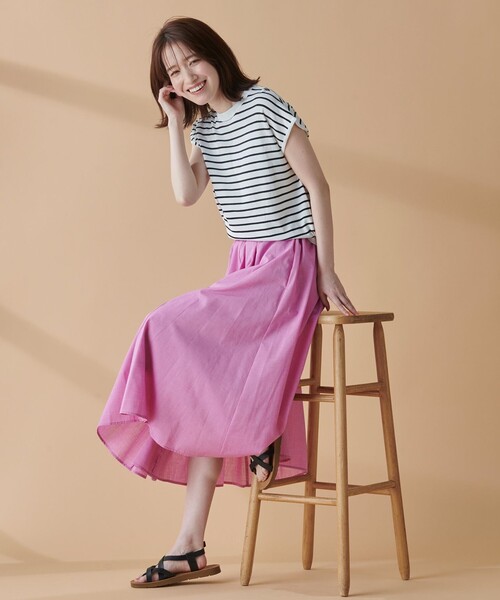 【UVケア/接触冷感/アンチピリング】クールタッチフレンチスリーブニット