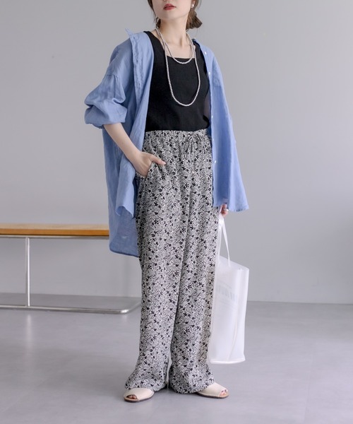 PUAL CE CIN(ピュアルセシン)の「【WEB限定】花柄プリントパンツ(その他パンツ・レディース・ブラック/ベージュ/アイボリー・FREE)」の9枚目の写真