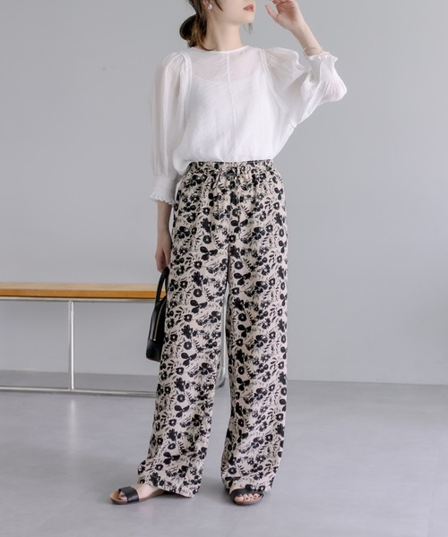 PUAL CE CIN(ピュアルセシン)の「【WEB限定】花柄プリントパンツ(その他パンツ・レディース・ブラック/ベージュ/アイボリー・FREE)」の19枚目の写真