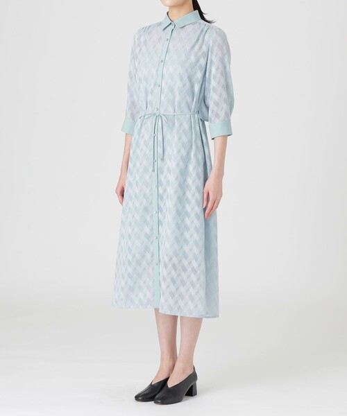 LOVELESS（ラブレス）の「シアージャカードドレス（ワンピース・レディース・ブルー/オフホワイト/ブラック・34/36）」の5枚目の写真