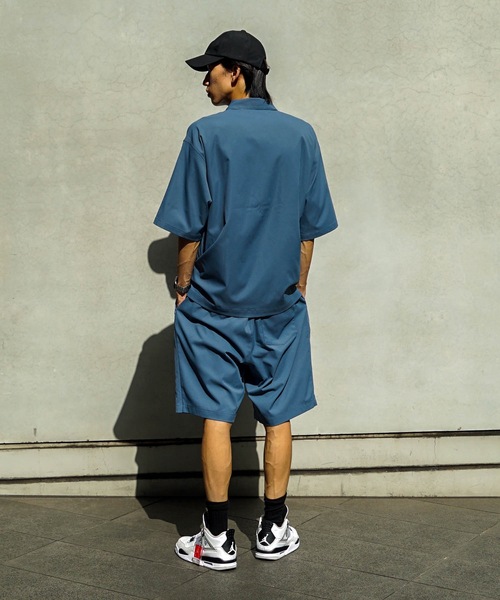 UNIIT(ユニット)の「【UNIIT/ユニット】 ポリエステルツイル ワイドシルエット ショートパンツ セットアップ対応可能アイテム イージーケア 吸水速乾(その他パンツ・メンズ・ブルー系その他/ブラック・MEDIUM/LARGE)」の4枚目の写真