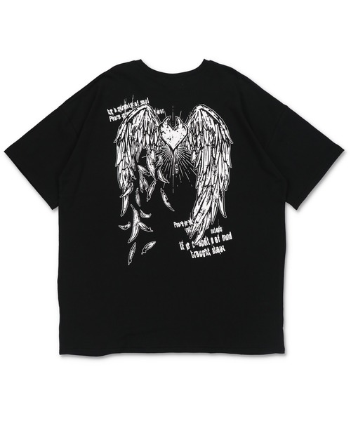 SPINNS（スピンズ）の「ダメージ加工 ウィングプリントデザイン 半袖ビッグTシャツ（Tシャツ/カットソー・レディース・ブラック/チャコール・ONESIZE）」の16枚目の写真