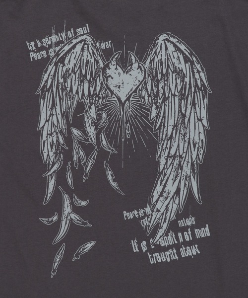 SPINNS（スピンズ）の「ダメージ加工 ウィングプリントデザイン 半袖ビッグTシャツ（Tシャツ/カットソー・レディース・ブラック/チャコール・ONESIZE）」の20枚目の写真
