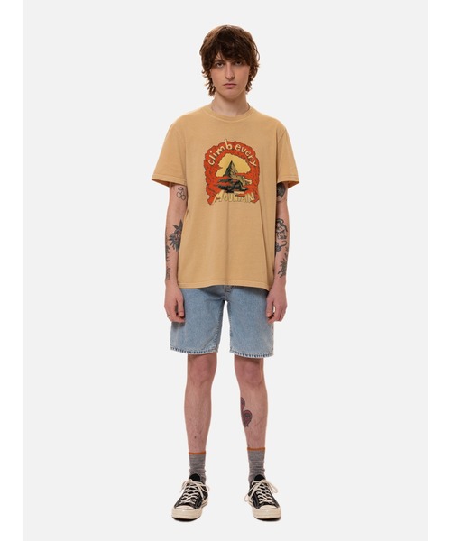 Nudie Jeans（ヌーディージーンズ）の「Roy Every Mountain Tシャツ（Tシャツ/カットソー・メンズ・ホワイト/ブラウン・LARGE/MEDIUM/X-SMALL/SMALL）」の9枚目の写真