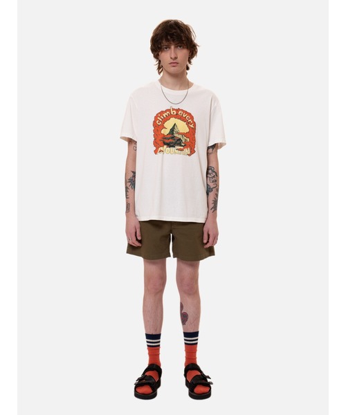 Nudie Jeans（ヌーディージーンズ）の「Roy Every Mountain Tシャツ（Tシャツ/カットソー・メンズ・ホワイト/ブラウン・LARGE/MEDIUM/X-SMALL/SMALL）」の8枚目の写真