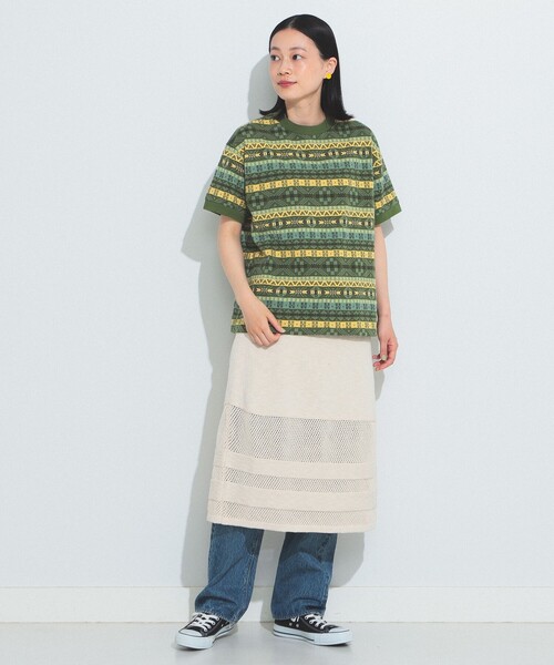 BEAMS BOY(ビームスボーイ)の「BEAMS BOY / フェアアイル ジャガード ショートスリーブ(Tシャツ/カットソー・レディース・オリーブ/ベージュ/レッド・ONE SIZE)」の18枚目の写真